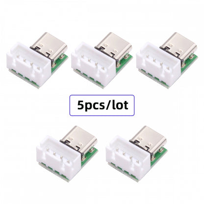 5pcs/set DIY OEM Type C Female Socket Connector to 4Pin Pitch=2.54mm Wafer Socket Vertical USB2.0 Pinout DC 5V Power
