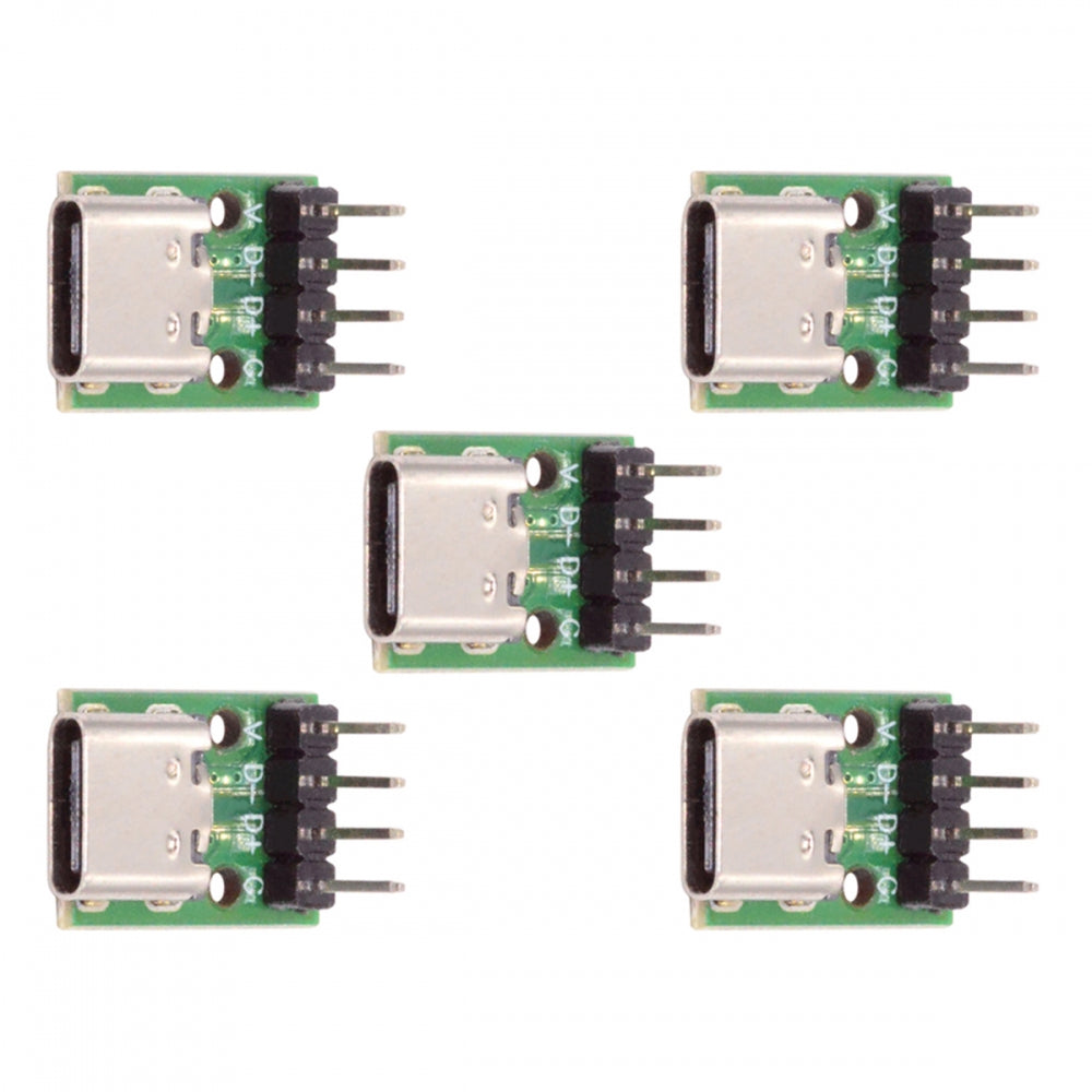 5pcs/set DIY OEM Type C Female Socket Connector to 4Pin Pitch=2.54mm Contact Header Vertical USB2.0 Pinout DC 5V Power