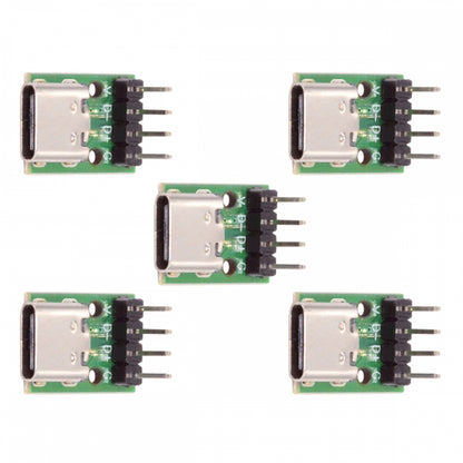 5pcs/set DIY OEM Type C Female Socket Connector to 4Pin Pitch=2.54mm Contact Header Vertical USB2.0 Pinout DC 5V Power
