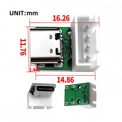 5pcs/set DIY OEM Type C Female Socket Connector to 4Pin Pitch=2.54mm Wafer Socket Vertical USB2.0 Pinout DC 5V Power