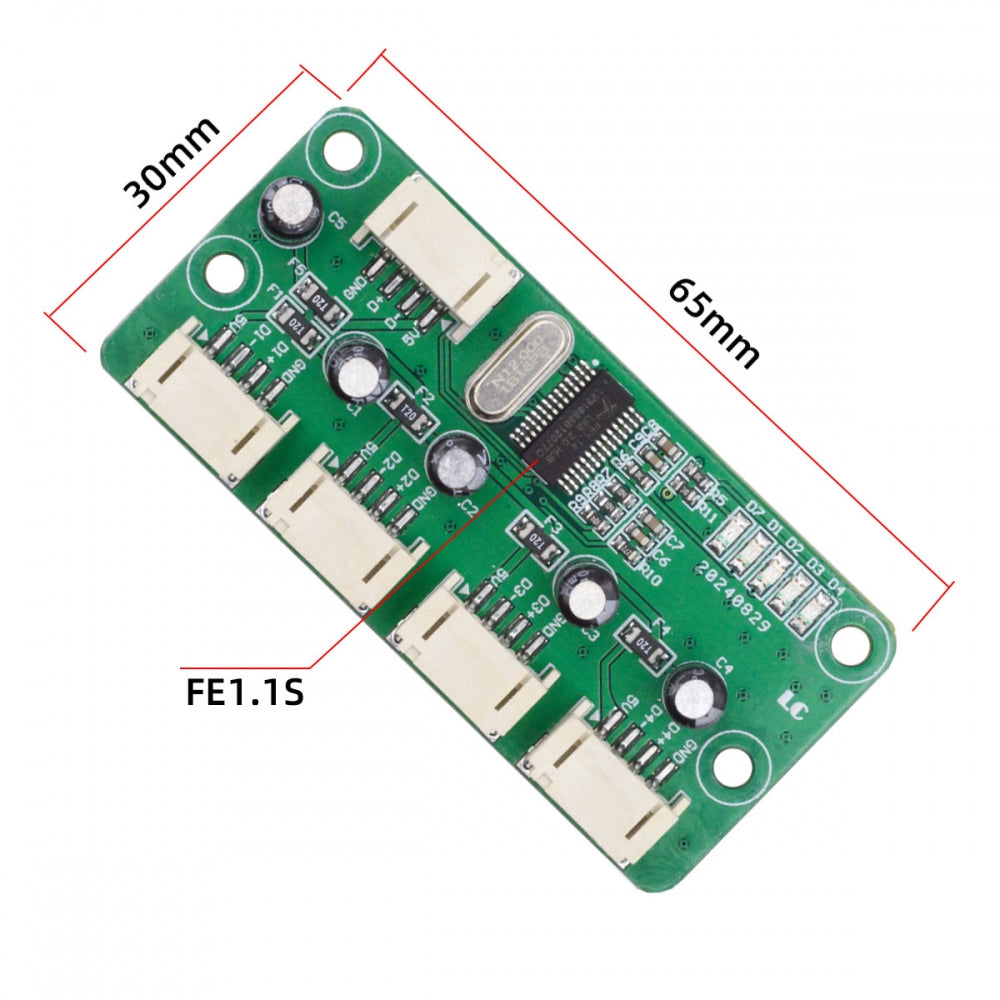 USB 4Pin Pitch=2.0mm Wafer 1-to-4 Four Ports HUB PCBA PCs 4 Devices for Keyboard Mouse Scanner Printer