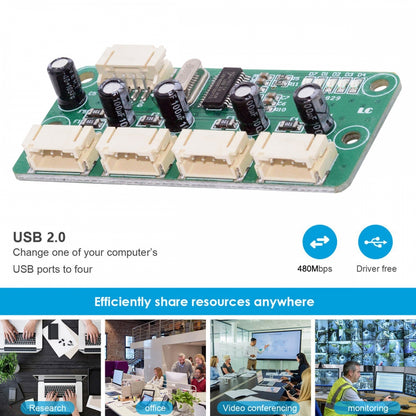 USB 4Pin Pitch=2.0mm Wafer 1-to-4 Four Ports HUB PCBA PCs 4 Devices for Keyboard Mouse Scanner Printer