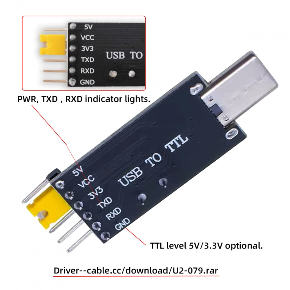 USB-C Type-C Male To TTL Converter UART STC Module Serial Programmer CH340G CH340 3.3V 5V Adapter Replace PL-2303