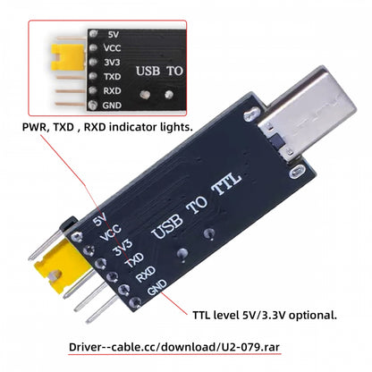 USB-C Type-C Male To TTL Converter UART STC Module Serial Programmer CH340G CH340 3.3V 5V Adapter Replace PL-2303