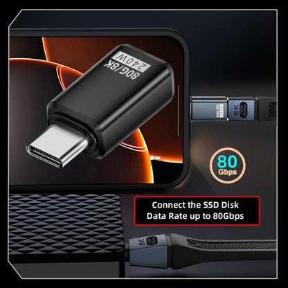 USB5.0 80Gbps Male to Female Extension Adapter with 240W 16K 8K 5K Compatible with USB4.0 Thunderbolt3/4/5