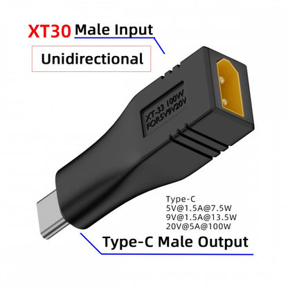 XT30 Male Input SC100 Protocol to Type-C Male Output Fast Charging Adapter for RC Lipo Battery Quadcopter Laptop Phone