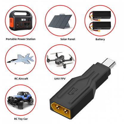 XT30 Male Input SC100 Protocol to Type-C Male Output Fast Charging Adapter for RC Lipo Battery Quadcopter Laptop Phone