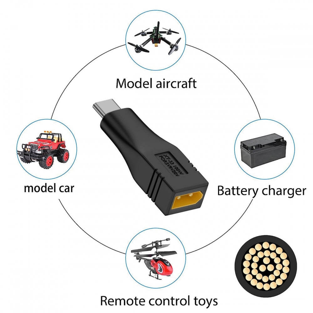 XT30 Male Input SC100 Protocol to Type-C Male Output Fast Charging Adapter for RC Lipo Battery Quadcopter Laptop Phone