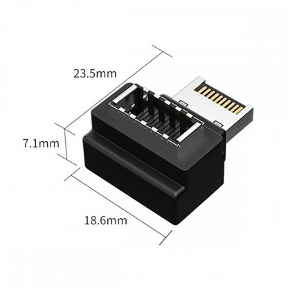 20pin Type-E Male to Type-E USB 3.1 Front Panel Header Female Motherboard Extension Data Adapter 90 Degree Angled