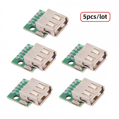 5pcs/set DIY OEM USB2.0 Type-A Female Receptacle Socket Connector with Flange PCB Mounting Assembly Solder Type 480Mbps
