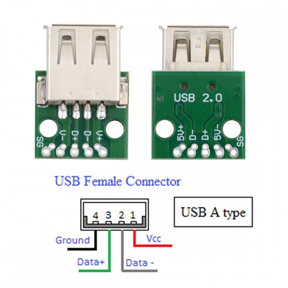5pcs/set DIY OEM USB2.0 Type-A Female Receptacle Socket Connector with Flange PCB Mounting Assembly Solder Type 480Mbps