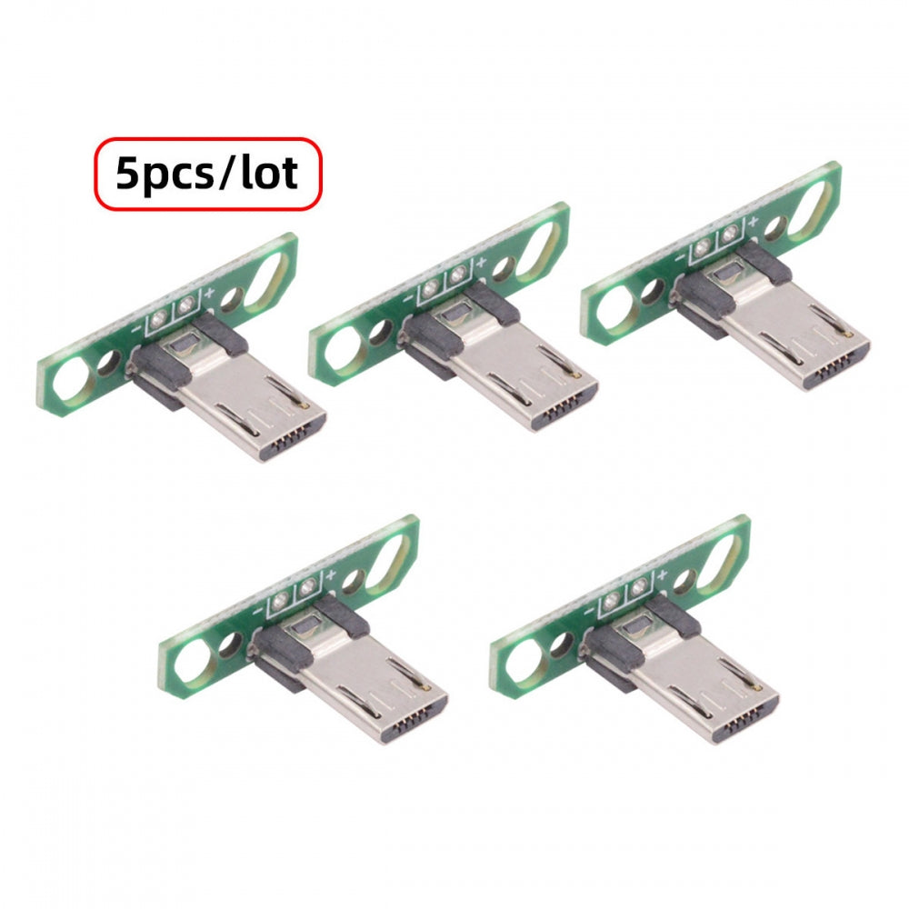 5pcs/set DIY OEM Micro USB2.0 Male Plug Long Connector 13mm Length with PCB Mounting Assembly Solder Type