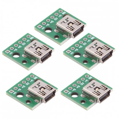 5pcs/set DIY OEM USB2.0 Mini-B Female Receptacle Socket Connector Horizontal with PCB Mounting Assembly Solder Type 480Mbps