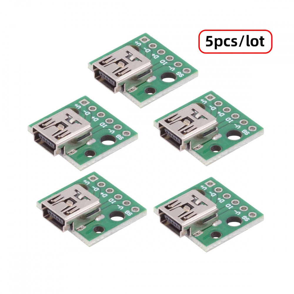 5pcs/set DIY OEM USB2.0 Mini-B Female Receptacle Socket Connector Horizontal with PCB Mounting Assembly Solder Type 480Mbps