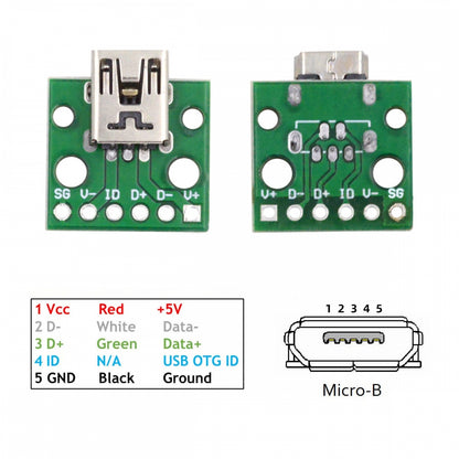 5pcs/set DIY OEM USB2.0 Mini-B Female Receptacle Socket Connector Horizontal with PCB Mounting Assembly Solder Type 480Mbps