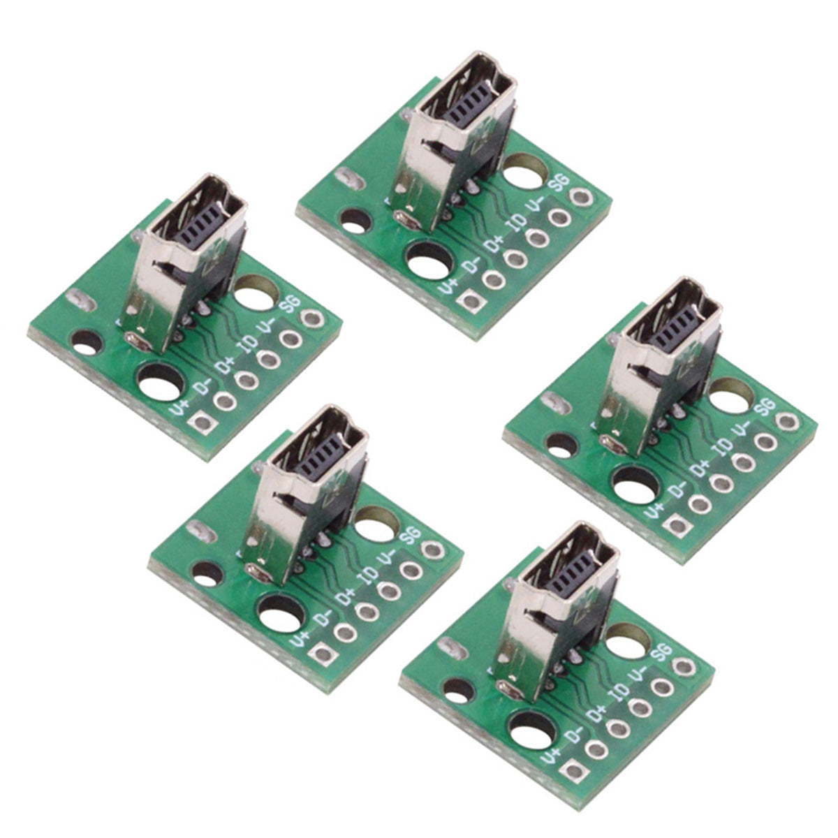 5pcs/set DIY OEM USB2.0 Mini-B Female Receptacle Socket Connector Vertical with PCB Mounting Assembly Solder Type 480Mbps