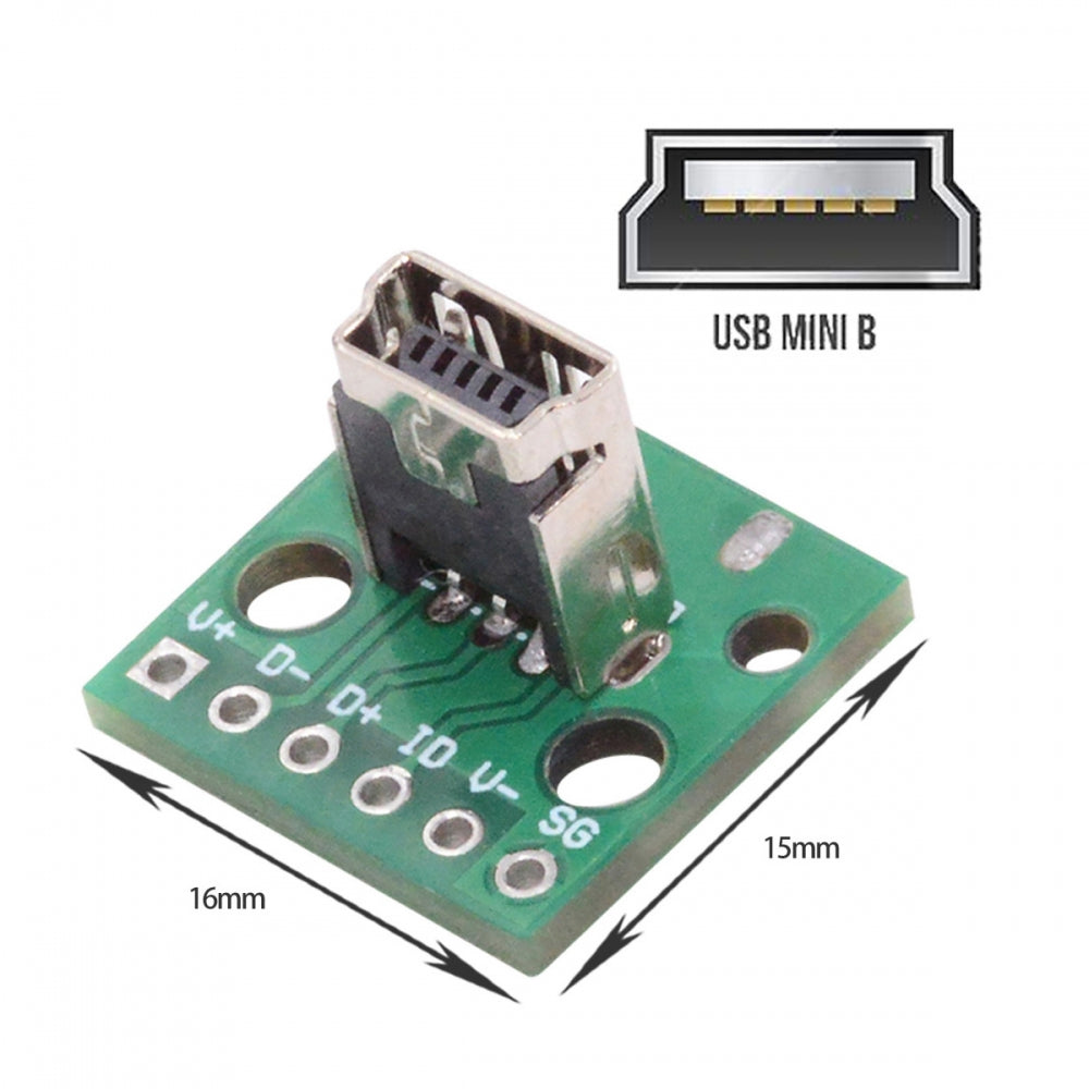 5pcs/set DIY OEM USB2.0 Mini-B Female Receptacle Socket Connector Vertical with PCB Mounting Assembly Solder Type 480Mbps