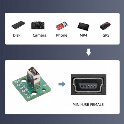 5pcs/set DIY OEM USB2.0 Mini-B Female Receptacle Socket Connector Vertical with PCB Mounting Assembly Solder Type 480Mbps
