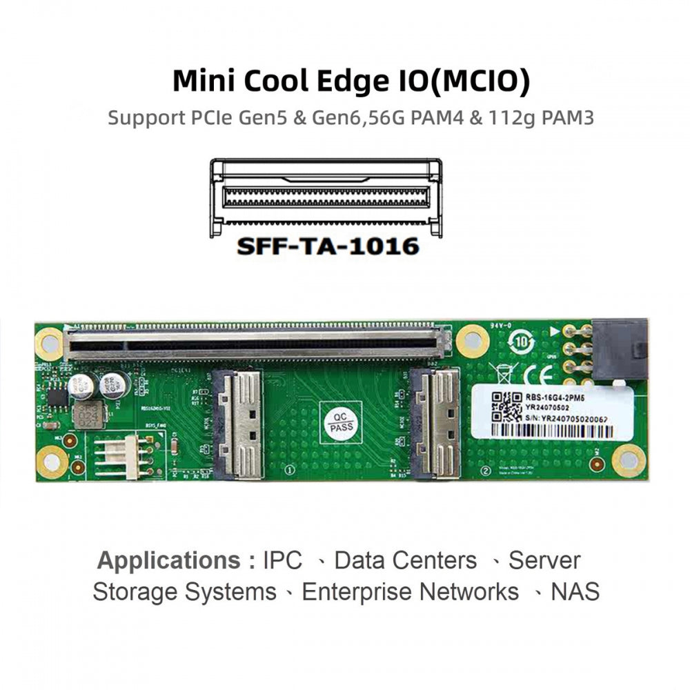 Dual MCIO 8i Mini Cool Edge IO SFF-TA-1016 to PCIE5.0 PCI-Express 16x VROC Adapter for Mainboard SSD Graphics Card