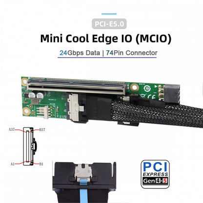 Dual MCIO 8i Mini Cool Edge IO SFF-TA-1016 to PCIE5.0 PCI-Express 16x VROC Adapter for Mainboard SSD Graphics Card