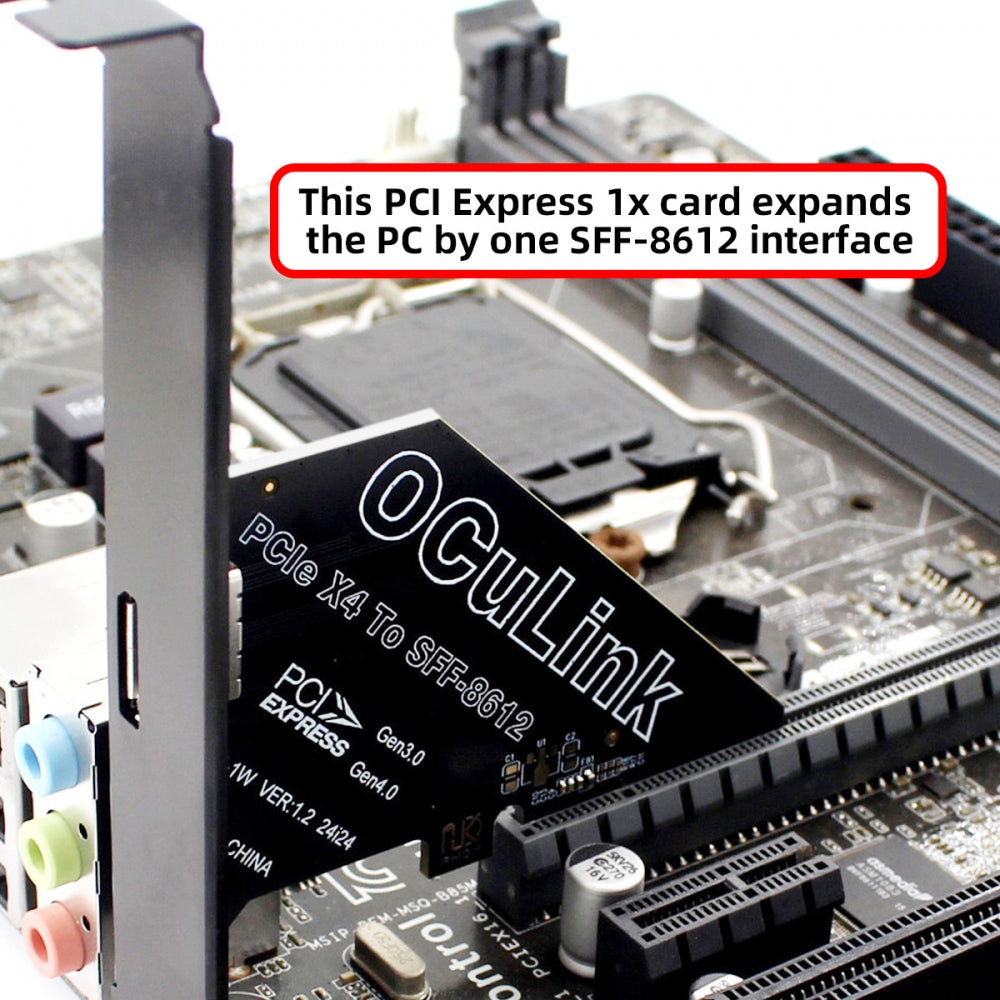PCI-Express 4.0 PCIE 1x to Oculink SFF-8612 SFF-8611 Host Card for U.2 SSD eGPU External Graphics Card Dock