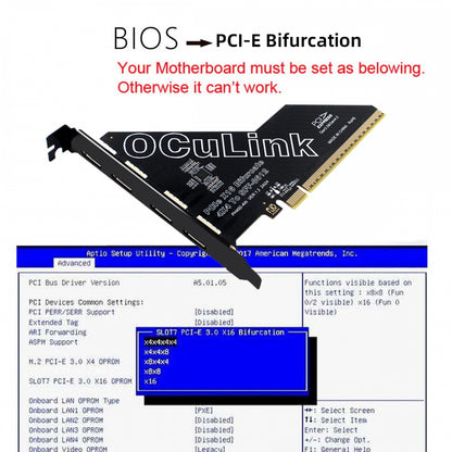 PCI-Express 4.0 PCIE 16x Detachable to Four Oculink SFF-8612 SFF-8611 External VROC Raid0 Adapter for U.2 SSD eGPU External Graphics Card Dock
