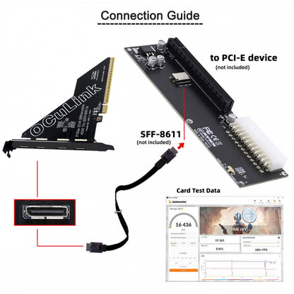 PCI-Express 4.0 PCIE 16x Detachable to Four Oculink SFF-8612 SFF-8611 External VROC Raid0 Adapter for U.2 SSD eGPU External Graphics Card Dock