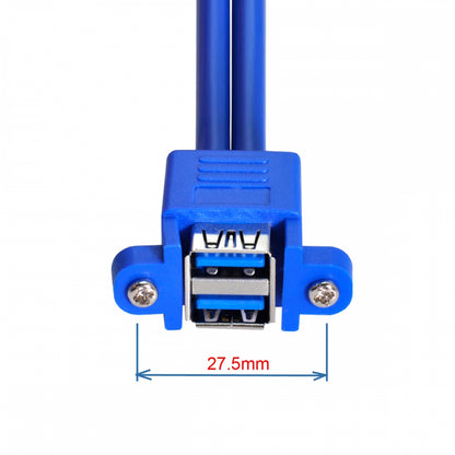 Stackable Dual USB 3.0 Male to Female Type-A Panel Type Header Cable Dual Ports 50cm