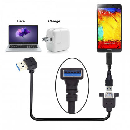 Down Angled USB 3.0 Male to Female Type-A Panel Type Header Cable 90 Degree Connector 30cm