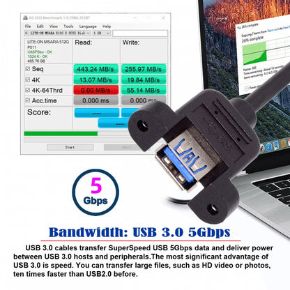 Up Angled USB 3.0 Male to Female Type-A Panel Type Header Cable 90 Degree Connector 30cm