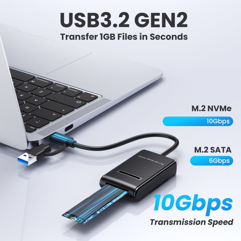 USB 3.0 USB-C Type-C Type-A to NVME M-key M.2 NGFF SATA SSD Docking Horizontal External Cable Enclosure RTL9210B Chipset