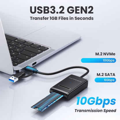 USB 3.0 USB-C Type-C Type-A to NVME M-key M.2 NGFF SATA SSD Docking Horizontal External Cable Enclosure RTL9210B Chipset
