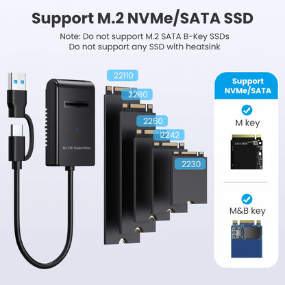 USB 3.0 USB-C Type-C Type-A to NVME M-key M.2 NGFF SATA SSD Docking Horizontal External Cable Enclosure RTL9210B Chipset
