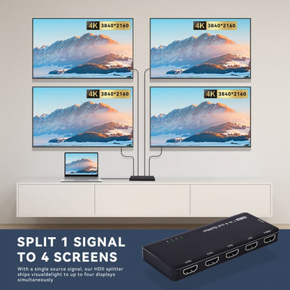 HDMI Splitter 4K 60hz Ultra-HD Converter Compatible 2.0 Switch 1-IN-4-OUT 18Gbps UHD Hub Support HDCP SST Extended