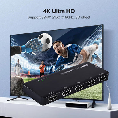 HDMI Splitter 4K 60hz Ultra-HD Converter Compatible 2.0 Switch 1-IN-4-OUT 18Gbps UHD Hub Support HDCP SST Extended