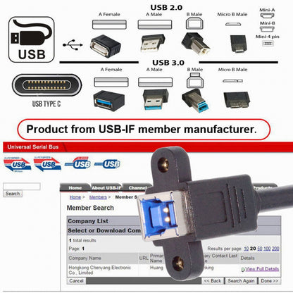 USB 3.0 Type-B Female to USB3.0 Type-A Male Cable Extension 5Gbps for Disk SSD Camera Data 30cm