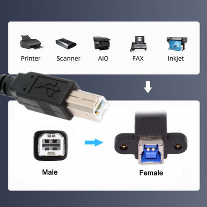 USB 3.0 Type-B Female to USB2.0 Type-B Male Cable Extension 5Gbps for Disk SSD Camera Data 30cm