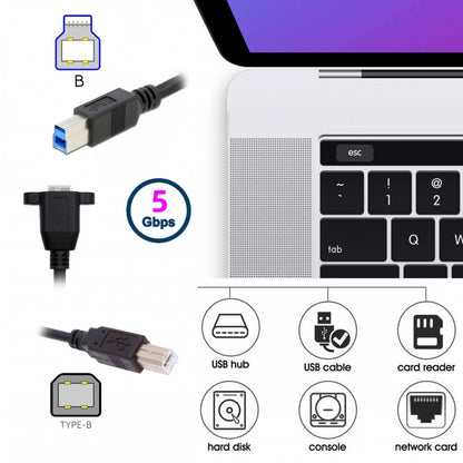 USB 3.0 Type-B Female to USB2.0 Type-B Male Cable Extension 5Gbps for Disk SSD Camera Data 30cm