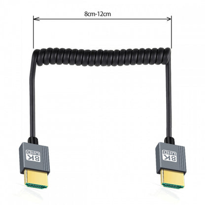 HDMI 2.1 Male to HDMI Male 8K 60hz Stretch Coiled Cable 100cm for HDTV Computer Laptop Monitor