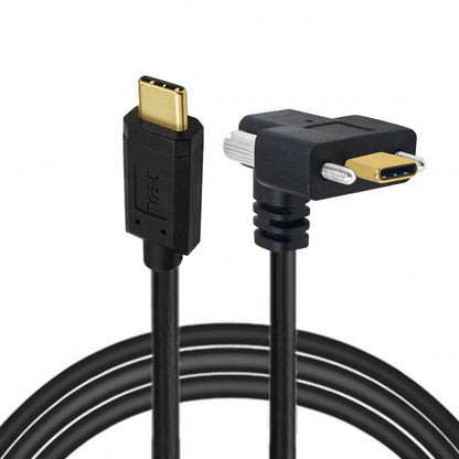 USB3.1 Type-C Male to Dual Thumbscrew Locking USB-C Vertical 90 Degree Up Down Angled 10Gbps Data Cable Panel Mount Type