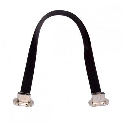 Micro USB2.0 Male to Micro USB Male 5Pin Ultra Slim Flat Data Charge Cable 16cm Down to Up Angle 90 Degree Connector