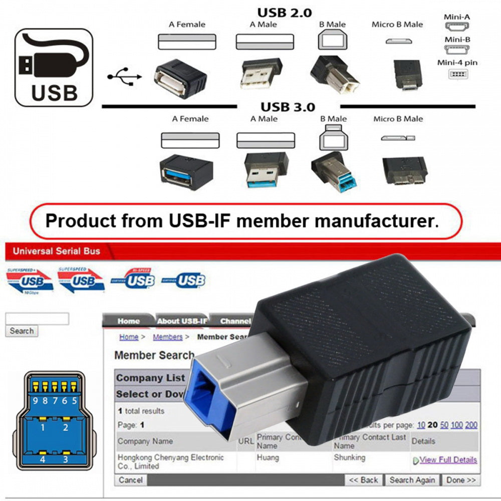 2pcs/lot USB 3.0 Type-B Male to USB3.0 Type-A Male Female Adapter Extension 5Gbps for Disk SSD Camera Data