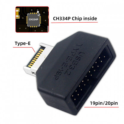 Overmold Type-E IDC Socket USB 3.1 Front Panel Header to USB 3.0 20Pin Header Extension Adapter with CH334P