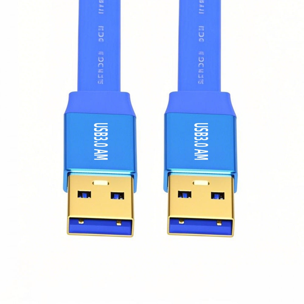 Ultra Flat Slim USB 3.0 Type-A Male to USB3.0 A Male Cable Extension Blue 5Gbps for Disk SSD Camera Data