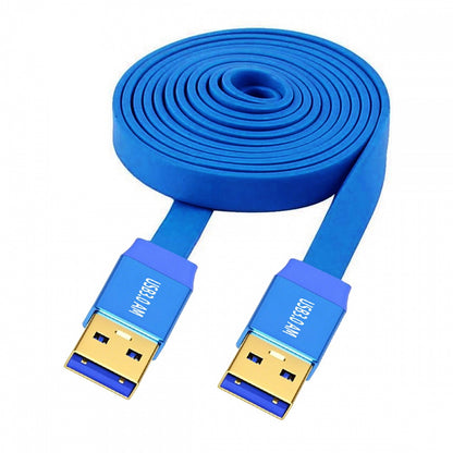 Ultra Flat Slim USB 3.0 Type-A Male to USB3.0 A Male Cable Extension Blue 5Gbps for Disk SSD Camera Data
