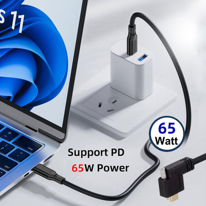 USB 3.1 Type-C Male to Single Thumbscrew Locking USB-C Horizontal 90 Degree Left Right Angled  10Gbps Data Cable Panel Mount Type