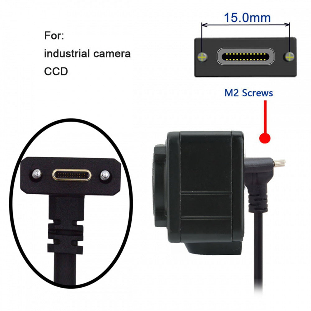 USB3.1 Type-C Male to Dual Thumbscrew Locking USB-C Vertical 90 Degree Up Down Angled 10Gbps Data Cable Panel Mount Type