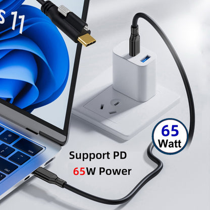 USB 3.1 Type-C Male to Single Thumbscrew Locking USB-C 10Gbps Data 4K Cable Panel Mount Type