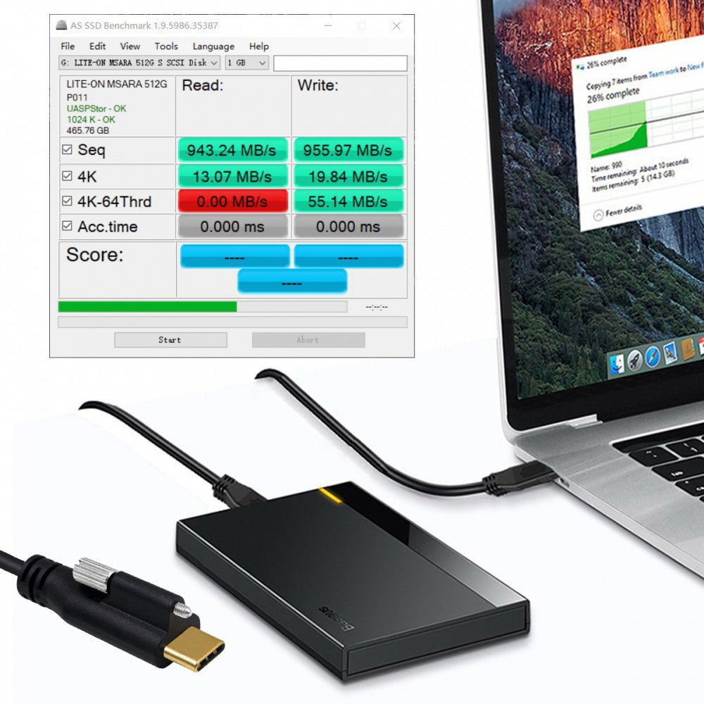 USB 3.1 Type-C Male to Single Thumbscrew Locking USB-C 10Gbps Data 4K Cable Panel Mount Type