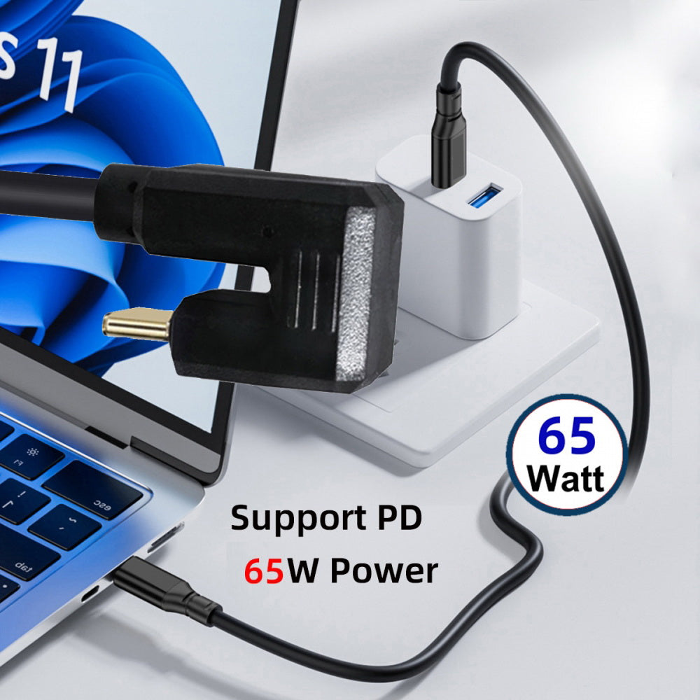 USB3.1 Type-C Male to USB-C 360 Degree Opposite Back Angled 10Gbps Data 4K Cable 65W